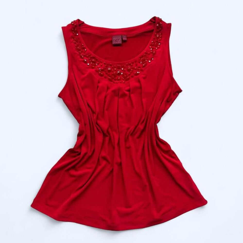 212 Collection Women's Red Beaded Sleeveless Top